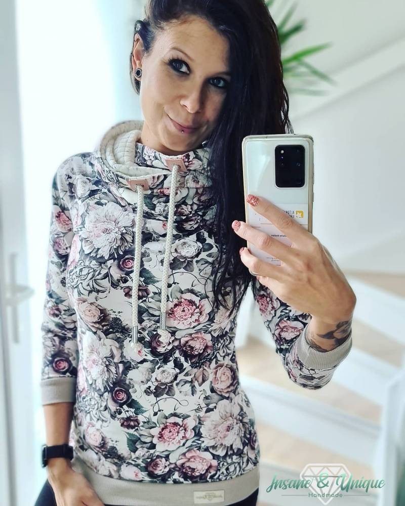 Hoodie Damen Kapuzenpullover Sweatshirt Frauen Blumen Frühling Sommersweat Größe 34-52 von InsaneandUnique