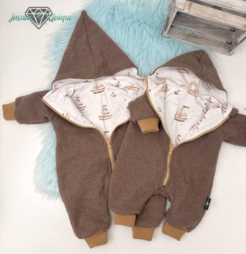 Walkjacke & Walkoverall Baby Kinder - Wollwalk | Schurwolle Mit Jersey-Futter Maritim von InsaneandUnique
