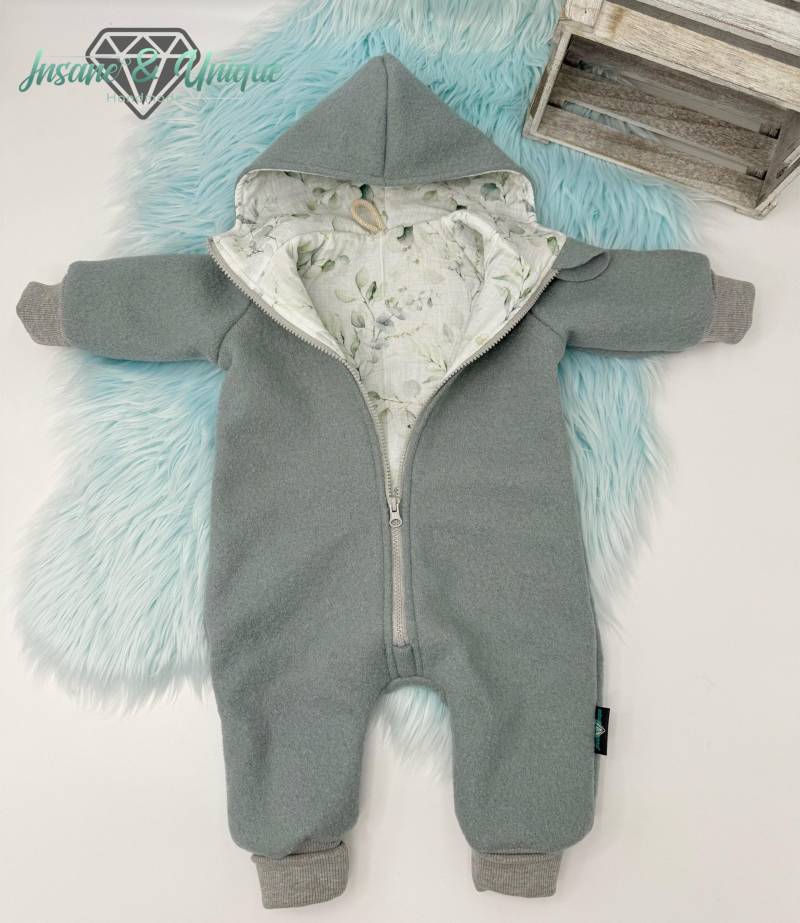 Walkjacke & Walkoverall Baby Kinder - Wollwalk | Schurwolle Mit Musselin-Futter Eukalyptus von InsaneandUnique