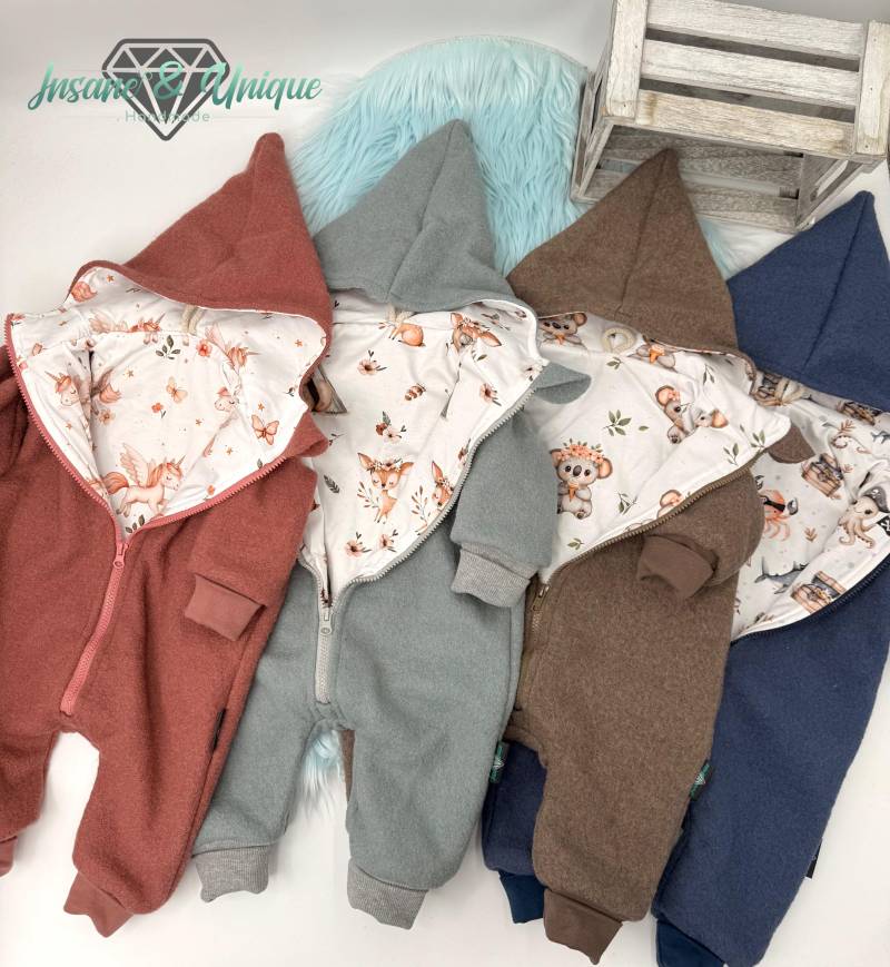 Walkoverall Baby Kinder - Wollwalk | Schurwolle Mit Design-Jersey Futter | Sonderedition von InsaneandUnique