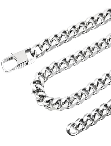 Inscca Dick Kette Herren Halskette Silber 70cm Lang Cuban Link Breit Massiv 12mm Chirurgenstahl 316l Panzerkette Kubanische Männer Ketten für Jungen von Inscca