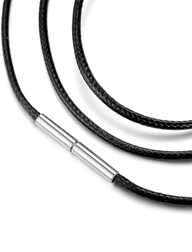 Inscca Kunstleder Halskette 45 cm für Anhänger 3mm Schwarz Kette Herren Kurz Damen Choker mit Edelstahl Verschluss Lederkette Lederband Edelstahlkette Ketten für Herren von Inscca