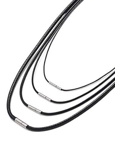 Inscca Kunstleder Kette Männer Halskette für Anhänger 2mm Schwarz Herren Lang 60cm Damen mit Edelstahl Verschluss Lederkette Lederband Edelstahlkette Ketten für Herren von Inscca