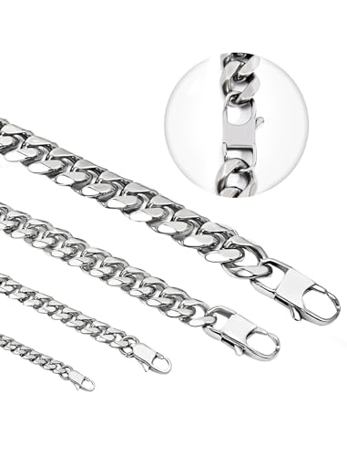 Inscca Panzerkette Herren Kubanische Halskette Männer Coole Ketten für Jungs 3mm 46 cm Hip pop Klein Kurz Kette für Geburtstag Vatertag von Inscca