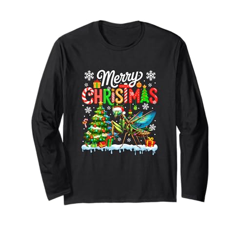 Frohe Weihnachten Santa Mantis Buntes Kostüm Kinder Kleinkind Langarmshirt von Insect Christmas Costume