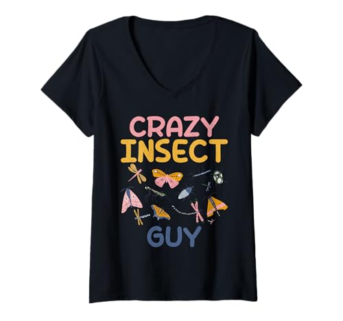 Damen Crazy Insect Guy Insektenliebhaber T-Shirt mit V-Ausschnitt Damen Crazy Insect Guy Insektenliebhaber T-Shirt mit V-Ausschnitt von Insect Gifts & Gift Ideas for Insect Owners