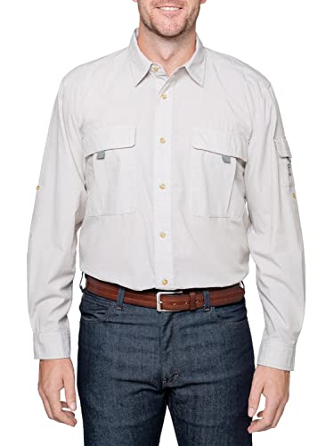 Insect Shield Herren Langarmshirt Pro, UPF 30+ Outdoor-Angelshirt mit integriertem Insektenschutz, leinen, XL von Insect Shield