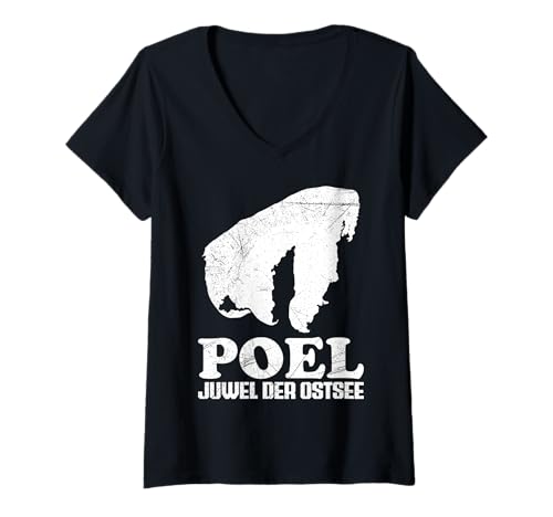 Damen Insel POEL JUWEL DER OSTSEE Poel Lustiges Insel Poel T-Shirt mit V-Ausschnitt von Insel Poel Geschenk Ostsee Shirt Poel Souvenier