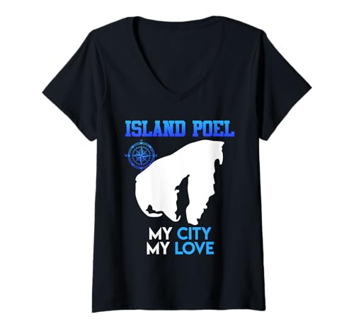 Damen Insel POEL Meine Stadt Meine Liebe Lustiges Ostsee T-Shirt mit V-Ausschnitt von Insel Poel Geschenk Ostsee Shirt Poel Souvenier