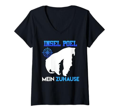 Damen Ostsee Insel POEL Mein ZUHAUSE Lustiges Poel Souvenier T-Shirt mit V-Ausschnitt von Insel Poel Geschenk Ostsee Shirt Poel Souvenier
