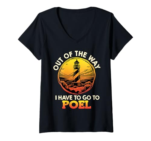 Damen Ostsee Urlaub AUS DEM Weg MUSS NACH POEL Lustig Insel Poel T-Shirt mit V-Ausschnitt von Insel Poel Geschenk Ostsee Shirt Poel Souvenier