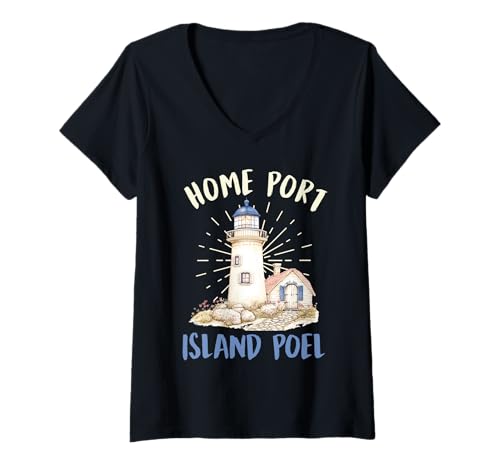 Damen Ostsee Urlaub Heimathafen Insel POEL Lustig Poel T-Shirt mit V-Ausschnitt von Insel Poel Geschenk Ostsee Shirt Poel Souvenier