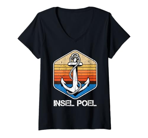 Damen Ostsee Urlaub Insel POEL Souvenier Lustig Insel Poel T-Shirt mit V-Ausschnitt von Insel Poel Geschenk Ostsee Shirt Poel Souvenier
