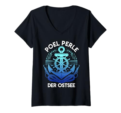 Damen Ostsee Urlaub POEL Perle DER OSTSEE Lustiges Insel Poel T-Shirt mit V-Ausschnitt von Insel Poel Geschenk Ostsee Shirt Poel Souvenier
