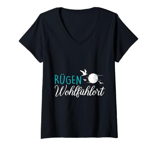 Damen Insel RÜGEN Mein WOHLFÜHLORT Lustiges Rügen Urlaub T-Shirt mit V-Ausschnitt Damen Insel RÜGEN Mein WOHLFÜHLORT Lustiges Rügen Urlaub T-Shirt mit V-Ausschnitt von Insel Rügen Geschenk Ostsee Shirt Rügen Urlaub