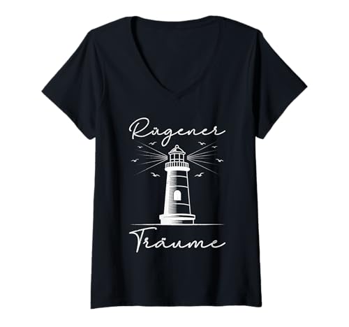 Damen Insel Rügen Leuchtturm RÜGENER TRÄUME Lustiges Ostsee T-Shirt mit V-Ausschnitt Damen Insel Rügen Leuchtturm RÜGENER TRÄUME Lustiges Ostsee T-Shirt mit V-Ausschnitt von Insel Rügen Geschenk Ostsee Shirt Rügen Urlaub