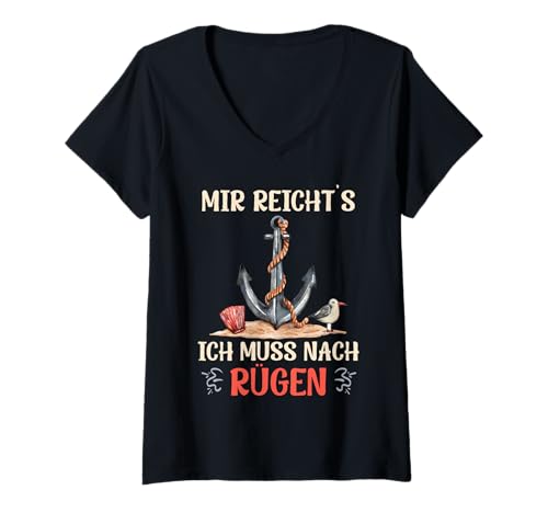 Damen Insel Rügen Mir REICHT'S ICH MUSS NACH RÜGEN Ostsee T-Shirt mit V-Ausschnitt Damen Insel Rügen Mir REICHT'S ICH MUSS NACH RÜGEN Ostsee T-Shirt mit V-Ausschnitt von Insel Rügen Geschenk Ostsee Shirt Rügen Urlaub