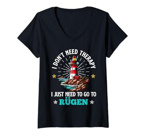Damen Ostsee BRAUCH Keine Therapie BRAUCH NUR RÜGEN Urlaub T-Shirt mit V-Ausschnitt Damen Ostsee BRAUCH Keine Therapie BRAUCH NUR RÜGEN Urlaub T-Shirt mit V-Ausschnitt von Insel Rügen Geschenk Ostsee Shirt Rügen Urlaub