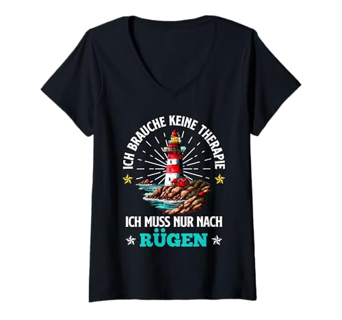 Damen Ostsee BRAUCH Keine Therapie BRAUCH NUR RÜGEN Urlaub T-Shirt mit V-Ausschnitt Damen Ostsee BRAUCH Keine Therapie BRAUCH NUR RÜGEN Urlaub T-Shirt mit V-Ausschnitt von Insel Rügen Geschenk Ostsee Shirt Rügen Urlaub