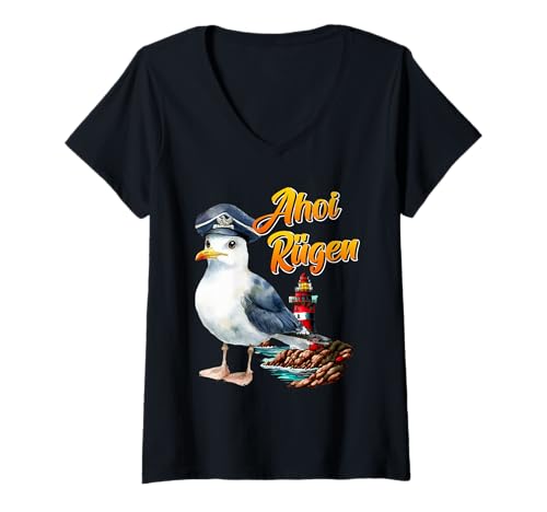 Damen Ostsee Urlaub AHOI RÜGEN Lustiges Insel Rügen T-Shirt mit V-Ausschnitt Damen Ostsee Urlaub AHOI RÜGEN Lustiges Insel Rügen T-Shirt mit V-Ausschnitt von Insel Rügen Geschenk Ostsee Shirt Rügen Urlaub