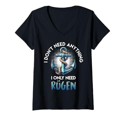 Damen Ostsee Urlaub BRAUCH GAR NIX BRAUCH NUR RÜGEN Urlaub T-Shirt mit V-Ausschnitt Damen Ostsee Urlaub BRAUCH GAR NIX BRAUCH NUR RÜGEN Urlaub T-Shirt mit V-Ausschnitt von Insel Rügen Geschenk Ostsee Shirt Rügen Urlaub