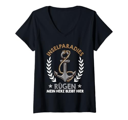 Damen Ostsee Urlaub INSELPARADIES RÜGEN Mein Herz Rügen T-Shirt mit V-Ausschnitt Damen Ostsee Urlaub INSELPARADIES RÜGEN Mein Herz Rügen T-Shirt mit V-Ausschnitt von Insel Rügen Geschenk Ostsee Shirt Rügen Urlaub