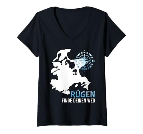 Damen Ostsee Urlaub RÜGEN FINDE DEINEN Weg Lustiges Rügen T-Shirt mit V-Ausschnitt Damen Ostsee Urlaub RÜGEN FINDE DEINEN Weg Lustiges Rügen T-Shirt mit V-Ausschnitt von Insel Rügen Geschenk Ostsee Shirt Rügen Urlaub