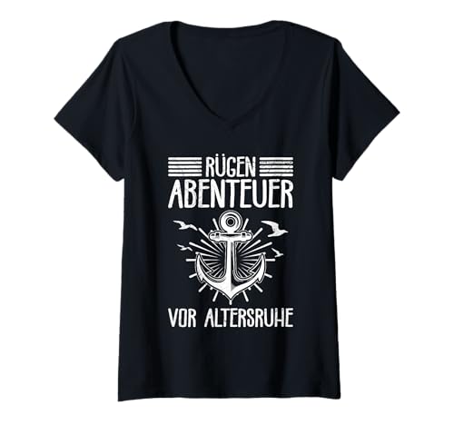 Damen Rente RÜGEN Abenteuer VOR ALTERSRUHE Lustig Ostsee T-Shirt mit V-Ausschnitt Damen Rente RÜGEN Abenteuer VOR ALTERSRUHE Lustig Ostsee T-Shirt mit V-Ausschnitt von Insel Rügen Geschenk Ostsee Shirt Rügen Urlaub