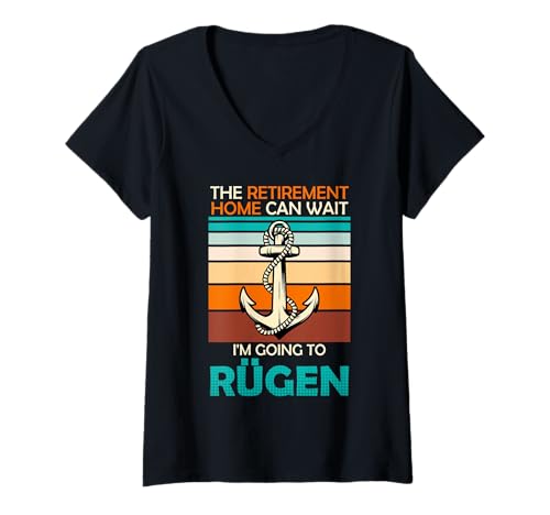 Damen Rentner ALTERSHEIM KANN WARTEN FAHRE NACH RÜGEN Ostsee T-Shirt mit V-Ausschnitt Damen Rentner ALTERSHEIM KANN WARTEN FAHRE NACH RÜGEN Ostsee T-Shirt mit V-Ausschnitt von Insel Rügen Geschenk Ostsee Shirt Rügen Urlaub