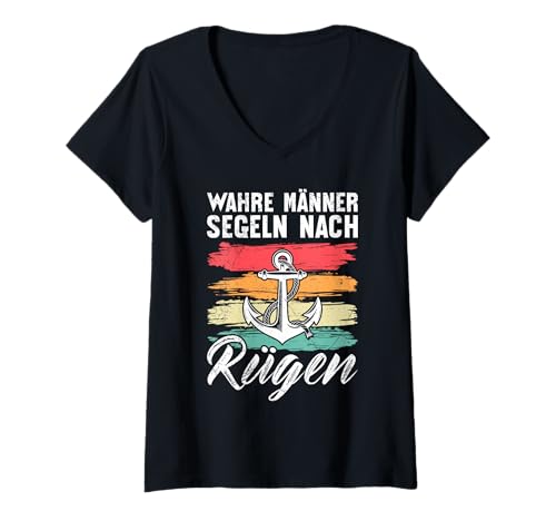 Damen Segeltour WAHRE MÄNNER SEGELN NACH RÜGEN Lustig Ostsee T-Shirt mit V-Ausschnitt Damen Segeltour WAHRE MÄNNER SEGELN NACH RÜGEN Lustig Ostsee T-Shirt mit V-Ausschnitt von Insel Rügen Geschenk Ostsee Shirt Rügen Urlaub
