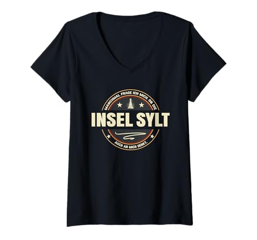 Damen Urlaub Gadgets Reise Souvenir Nordsee Wandern Insel Sylt T-Shirt mit V-Ausschnitt Damen Urlaub Gadgets Reise Souvenir Nordsee Wandern Insel Sylt T-Shirt mit V-Ausschnitt von Insel Sylt Souvenir und Urlaub Gadgets