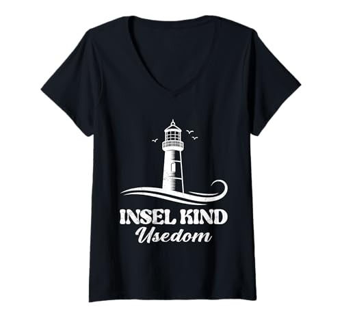 Damen Usedomer Insel Kind USEDOM Urlaub Lustig Ostsee T-Shirt mit V-Ausschnitt von Insel Usedom Geschenk Ostsee Shirt Usedom Urlaub
