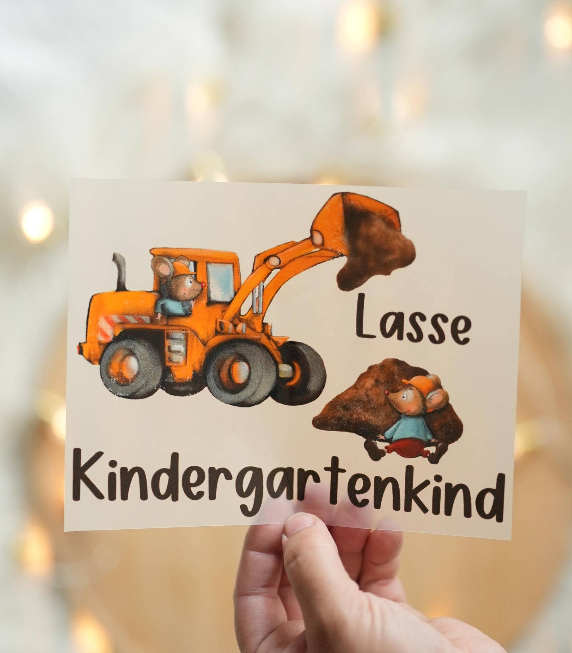 Bügelbild Bagger Mit Name - Personalisiert Für Kita-start Aufbügler Kindergartenkind Shirt Oder Beutel A4 A5 von InselKids
