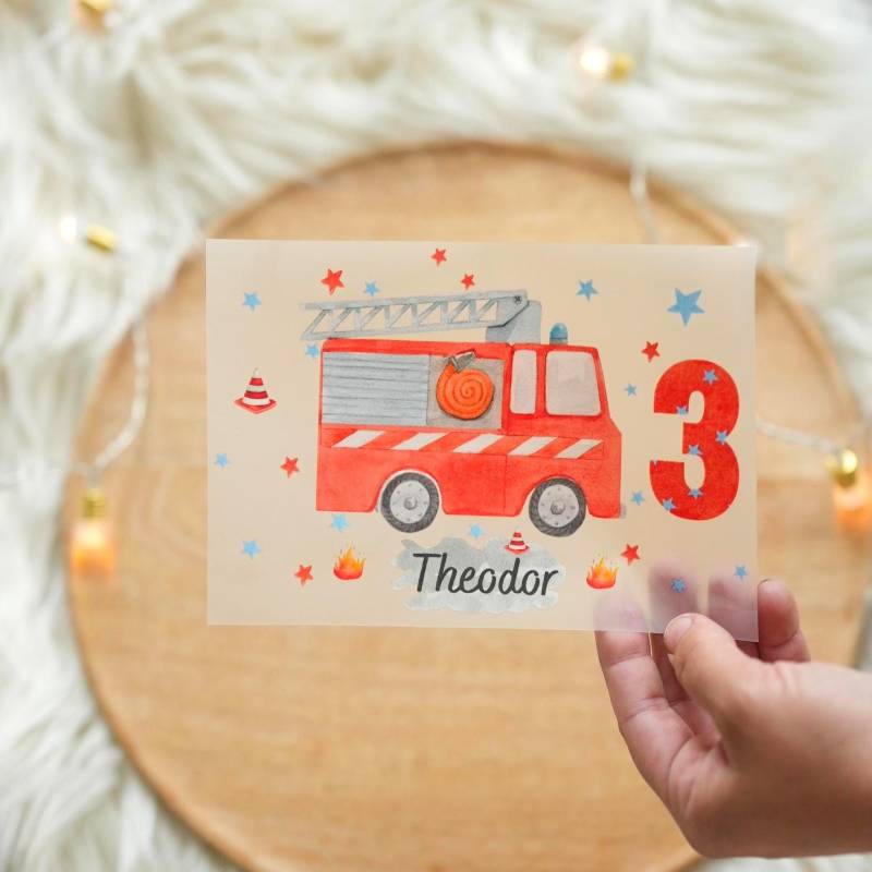Bügelbild Feuerwehr Personalisiert Mit Wunschname - Aufbügler Für Kinder T-Shirt Geburtstag Oder Einschulung von InselKids