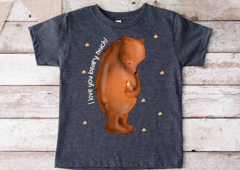 Bügelbild Für Bunte Stoffe Mit Wunschname Und Weiße Personalisiert Bär Teddy Love You Beary Much von InselKids