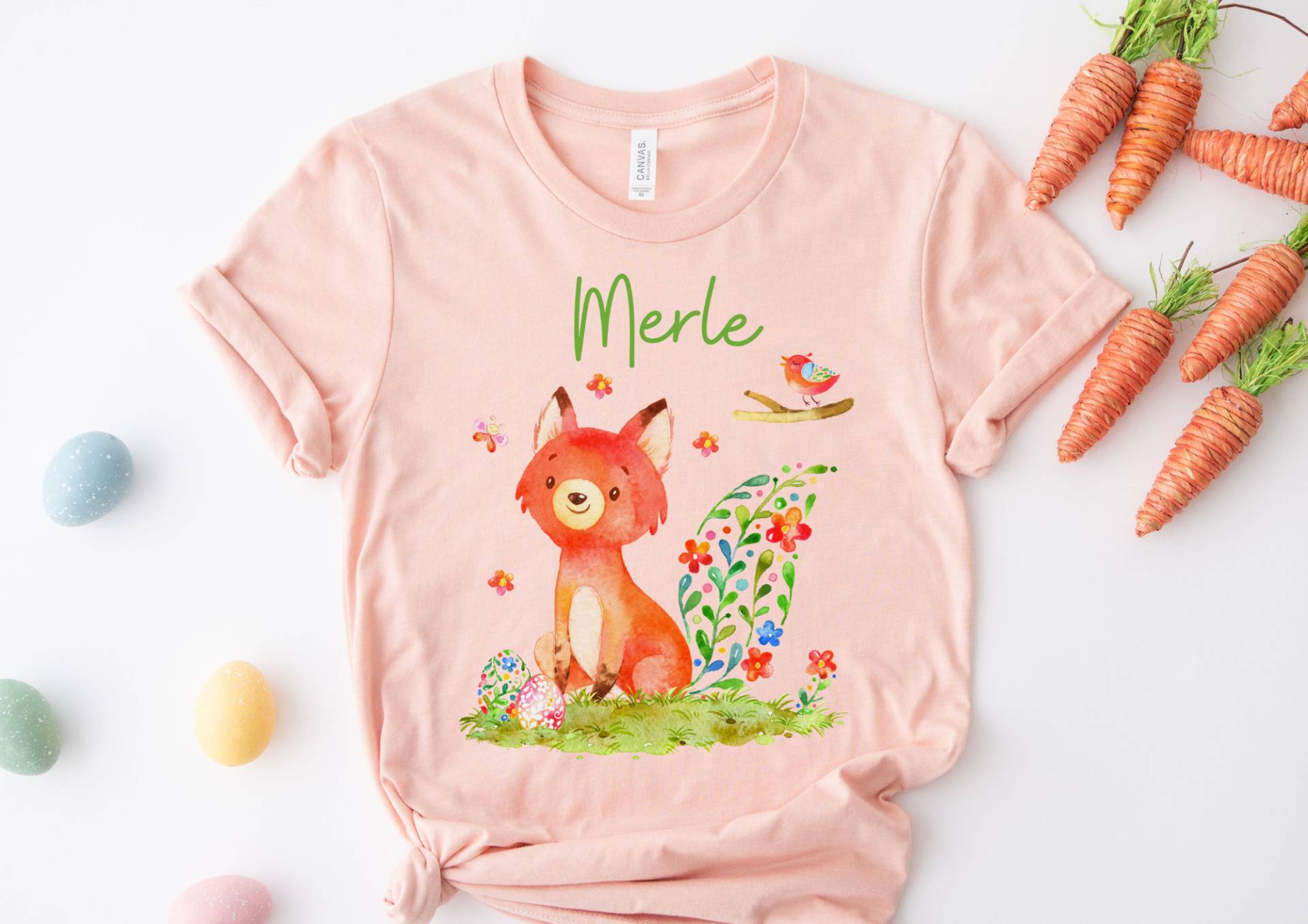 Bügelbild Für Bunte Textilien Ostern Osterhase Ostershirt Osterpulloverosterbody Osterkleid Hase Möhre Frühling Fuchs Osterei von InselKids