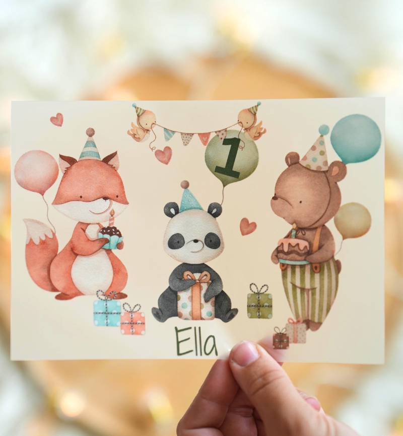 Bügelbild Geburtstag Mädchen - Fuchs Panda Bär Personalisiert Mit Name & Zahl Für Farbige Shirts A4 Oder A5 Rosa Mint Bügelbild Geburtstag Mädchen - Fuchs Panda Bär Personalisiert Mit Name & Zahl Für Farbige Shirts A4 Oder A5 Rosa Mint von InselKids
