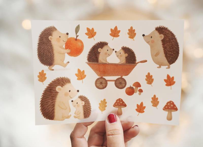 Bügelbild Igel & Waldtiere Herbst | Bügelmotiv A4/A5 Zum Aufbügeln Für Kinderkleidung Und Diy Deko von InselKids