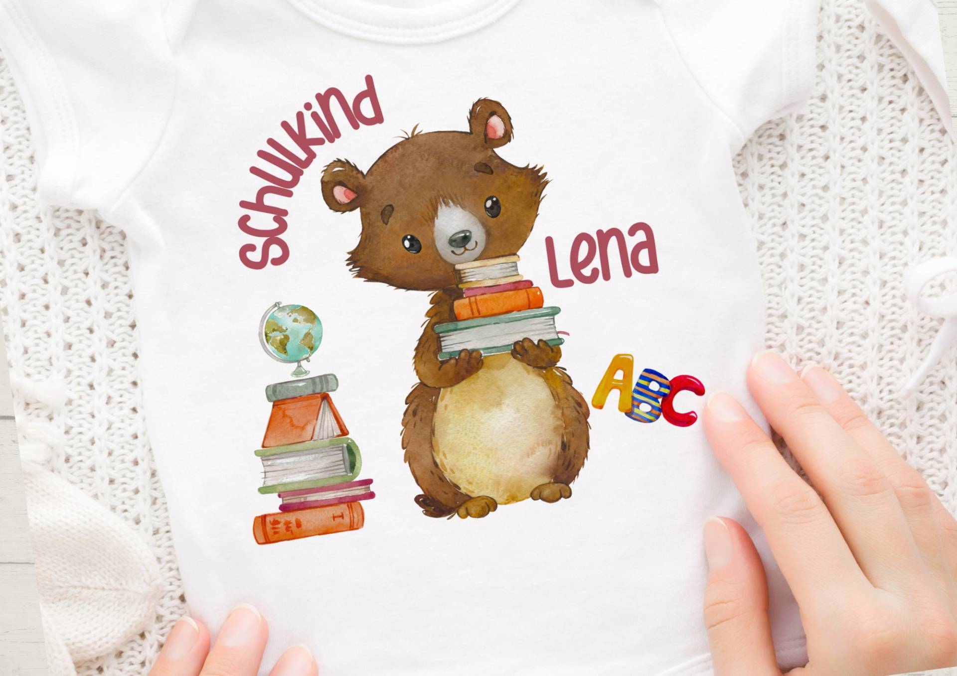 Bügelbild Mit Wunschname Schulkind 1.schultag Schulbeginn Einschulung Bär von InselKids