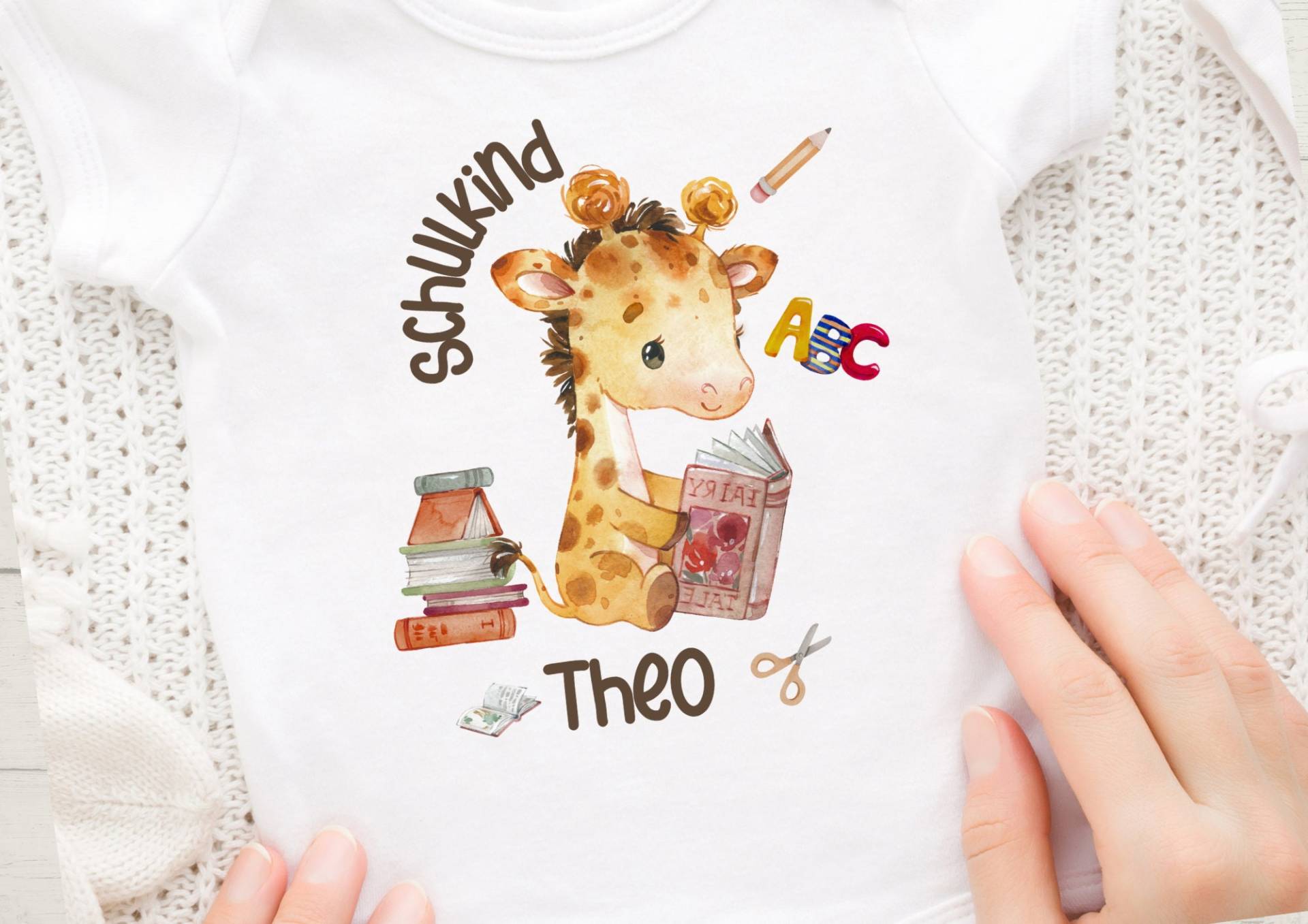 Bügelbild Mit Wunschname Schulkind 1.schultag Schulbeginn Einschulung Giraffe Abc von InselKids