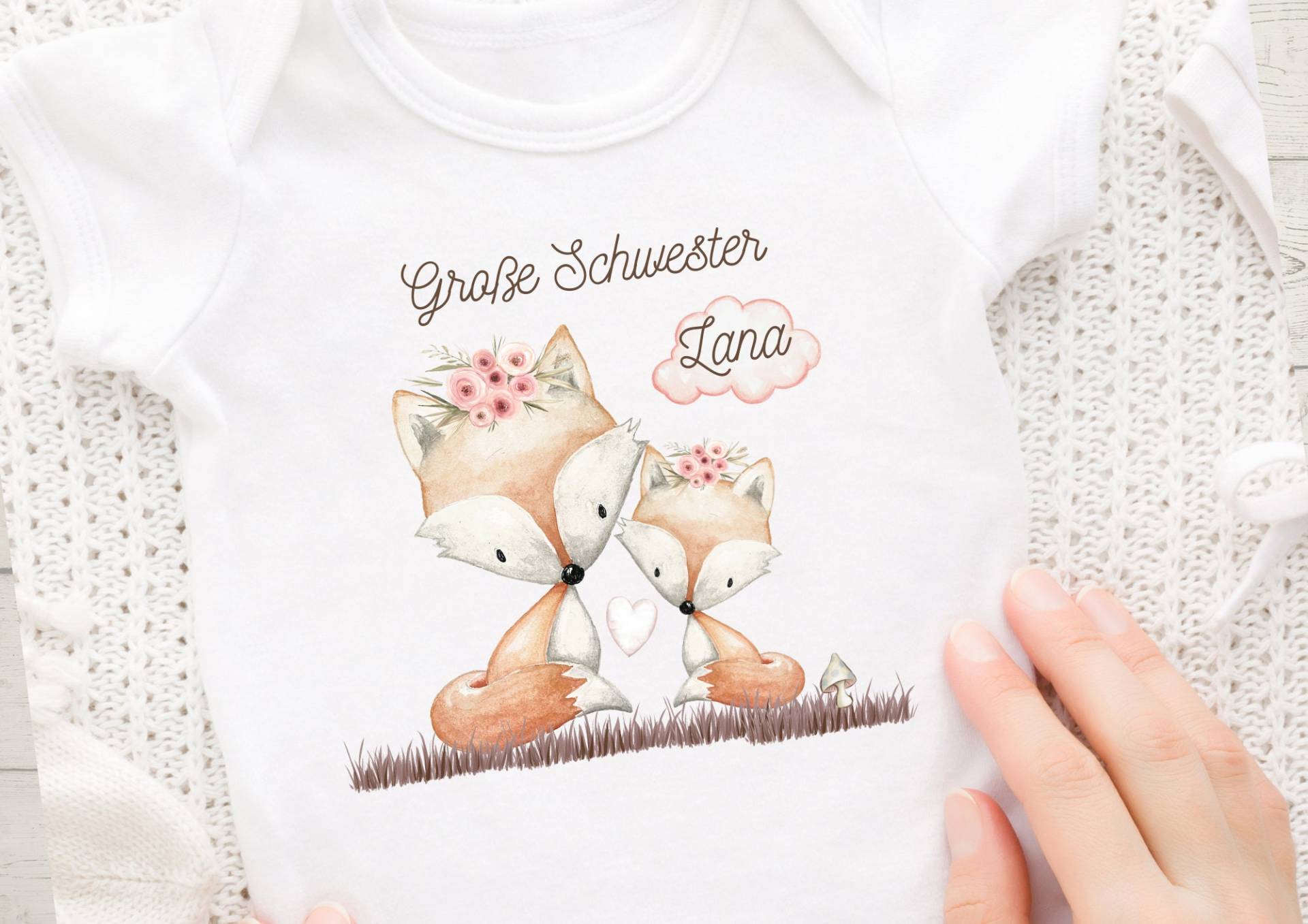 Bügelbild Mit Wunschname Und Alter Personalisiert Fuchs Kleine Schwester Große von InselKids