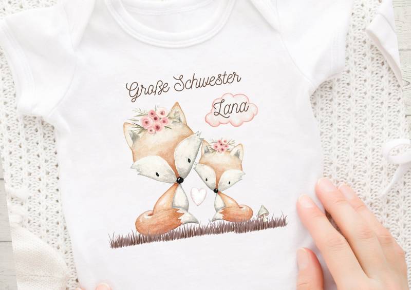 Bügelbild Mit Wunschname Und Alter Personalisiert Fuchs Kleine Schwester Große von InselKids