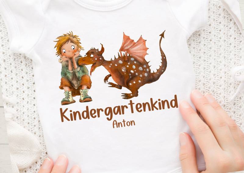 Bügelbild Mit Wunschname Und Alter Personalisiert Kindergartenkind Kindergartenstart Drache von InselKids