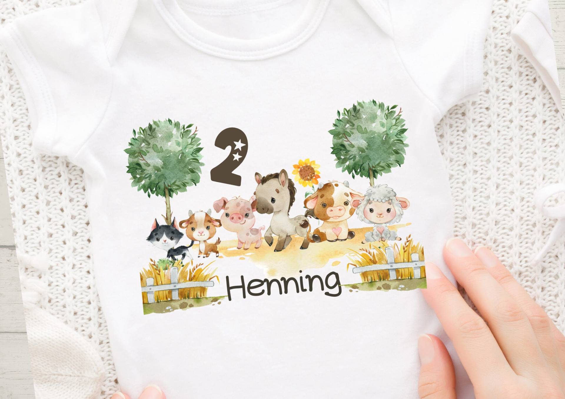 Bügelbild Mit Wunschname Und Alter Personalisiert Traktor Trecker Bauernhof Bauernhoftiere Pferd von InselKids