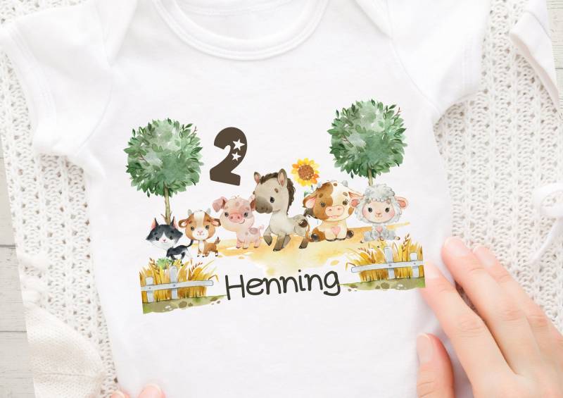 Bügelbild Mit Wunschname Und Alter Personalisiert Traktor Trecker Bauernhof Bauernhoftiere Pferd von InselKids