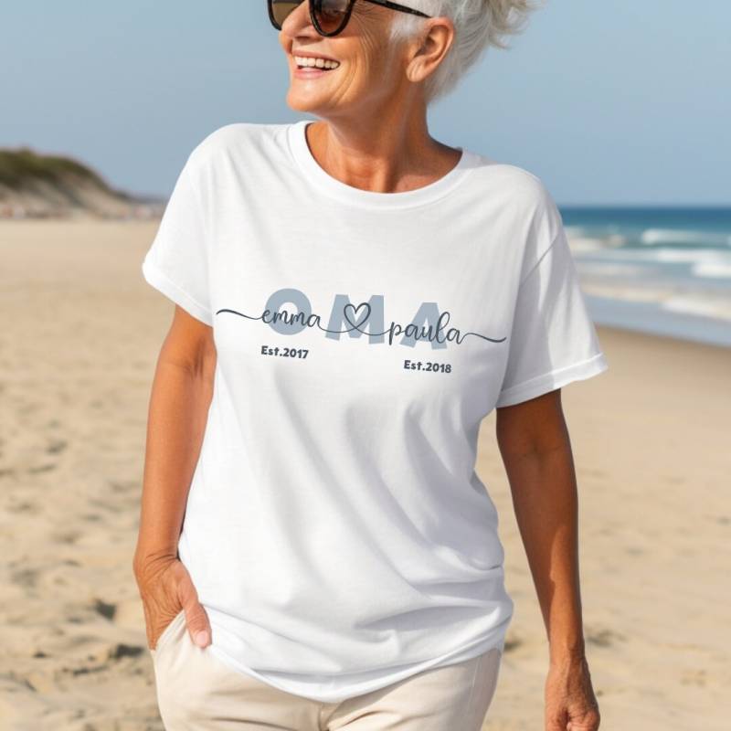 Bügelbild Oma | Personalisiert Mit Wunschnamen Statement Shirt Geburtstjahr Werdende Oma| Muttertag Geburt| Name Ärmel von InselKids