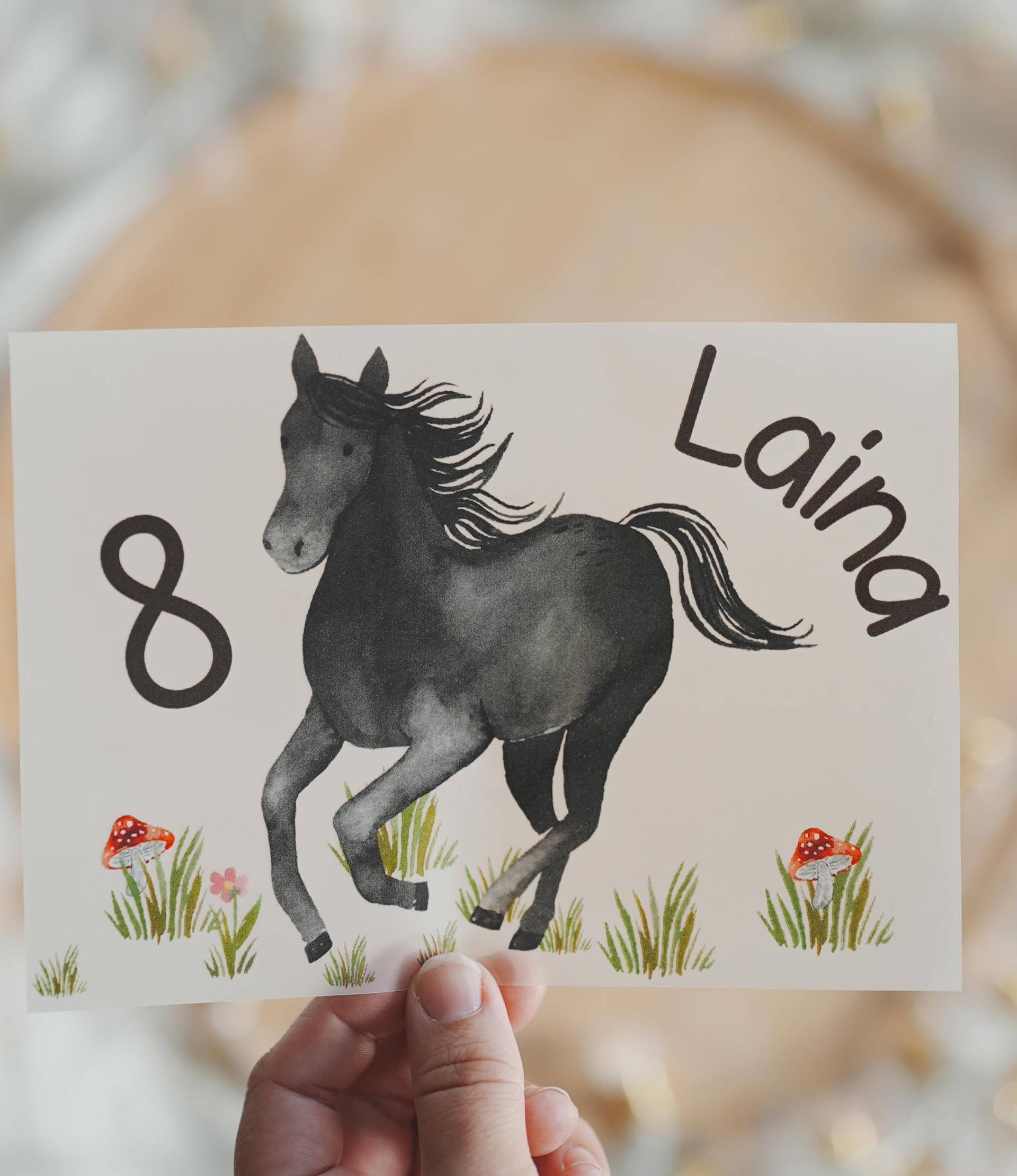 Bügelbild Schwarzes Pferd Mit Name & Alter - Personalisiert Für Kindergeburtstag Und Reitfans von InselKids