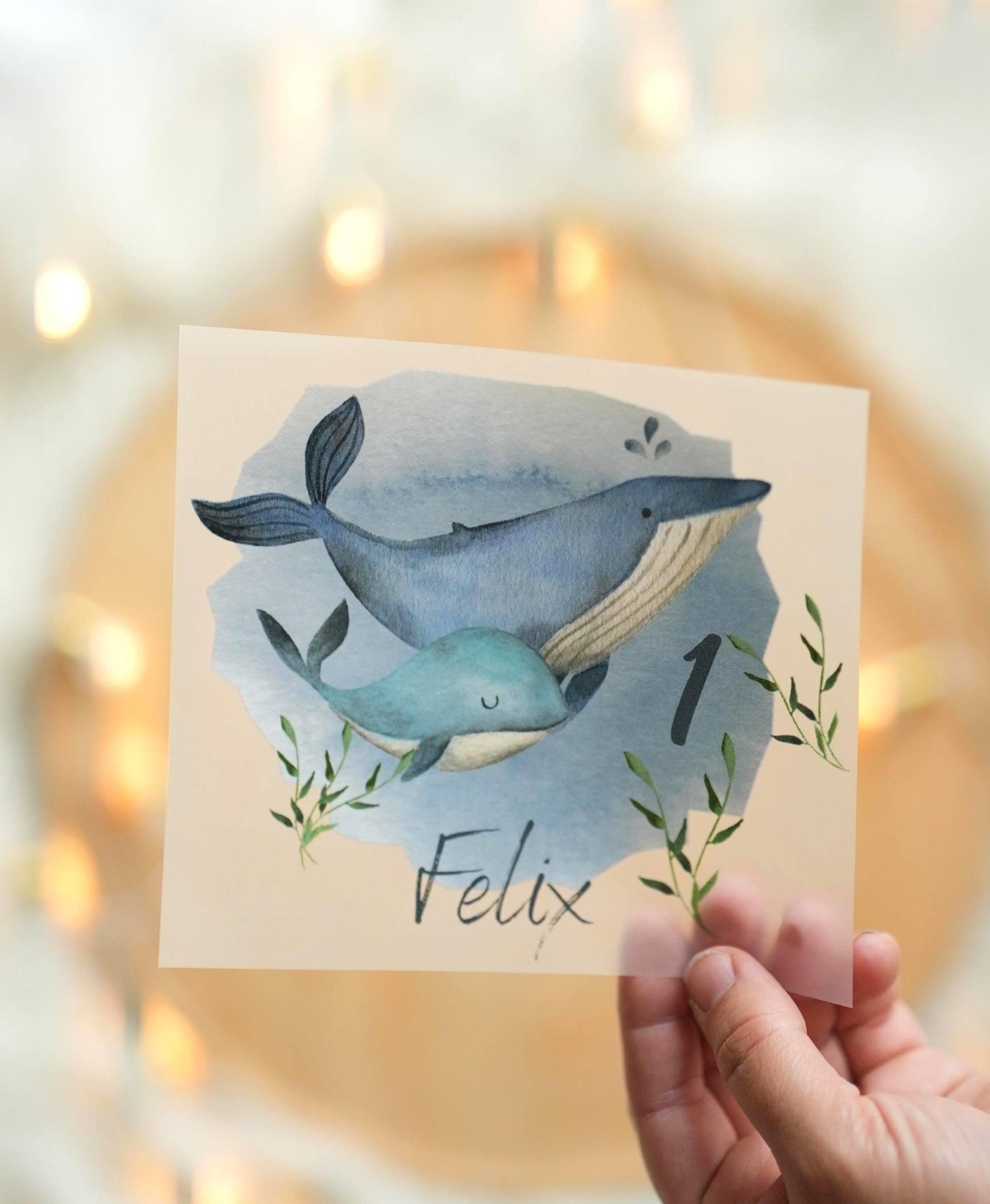 Bügelbild Wal Personalisiert - Mit Name & Alter Diy-Motiv Für Geburtstagsshirts Maritime Aufbügler A4/A5 von InselKids