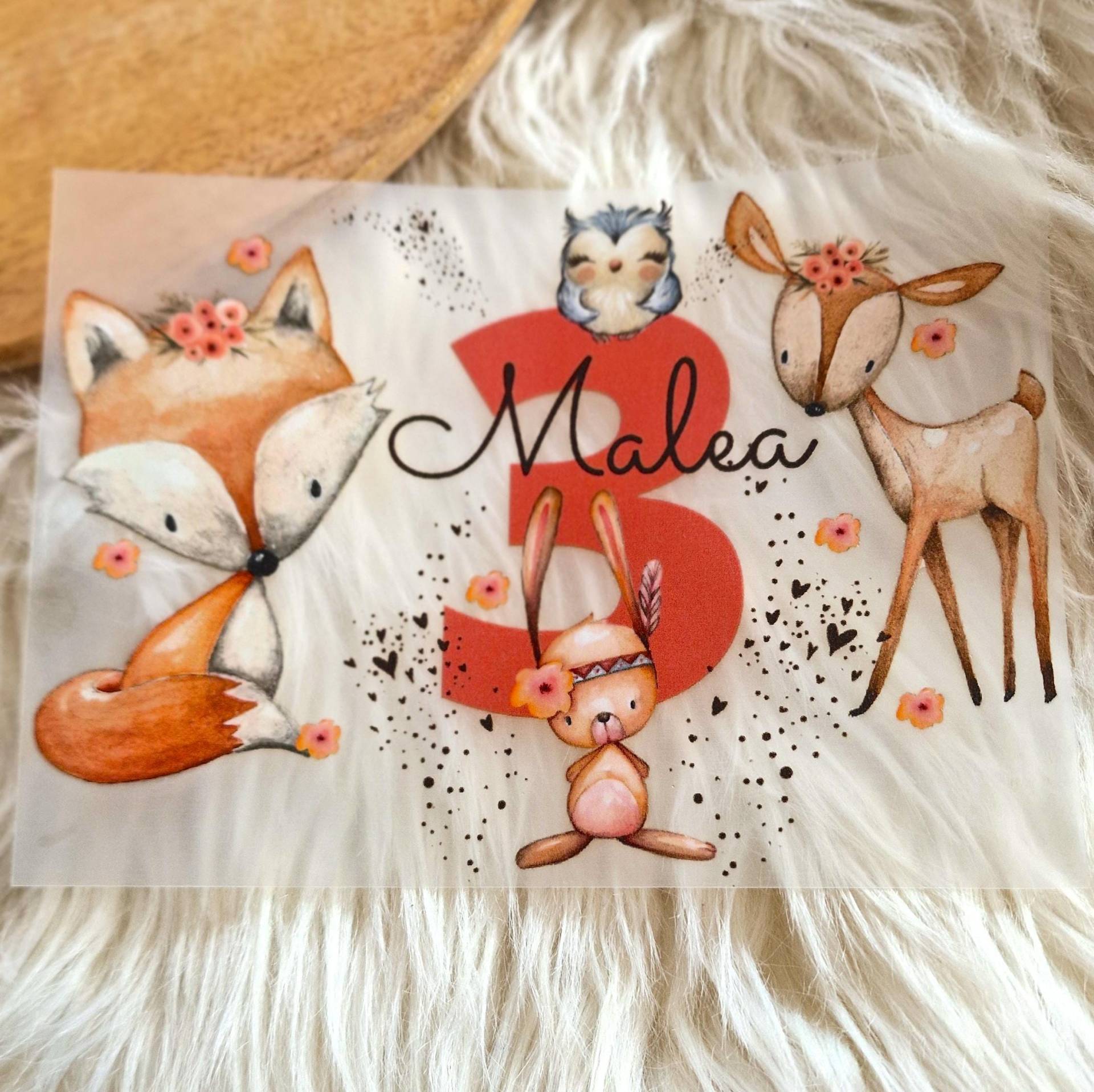 Bügelbild Waldtiere Personalisiert - Fuchs Reh Hase Geburtstagsshirt Mit Name & Alter Kindergeburtstag Deko Diy von InselKids