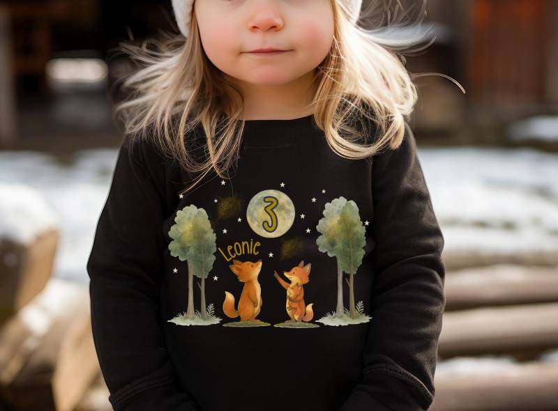 Geburtstagsshirt Fuchs Waldtiere Personalisiert - Kinder T-Shirt Oder Pullover Mit Name & Zahl Für Mädchen Und Jungen von InselKids